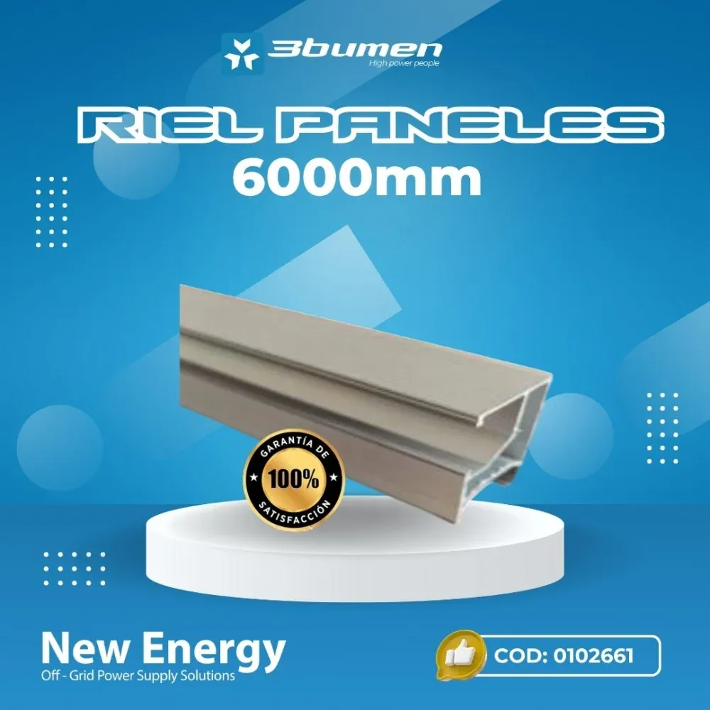 Riel de Aluminio 6000 mm 3BUM Para Instalación de Panel Solar 01-02661.webp