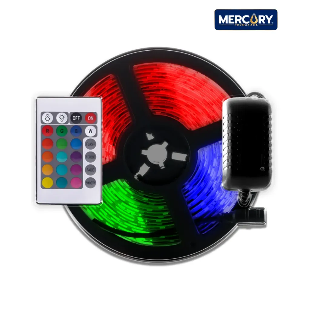 Kit Blíster Cinta LED RGB 5050 5 M (incluye Controlador + Control+ Adaptador) - Mercury Promax ICL96