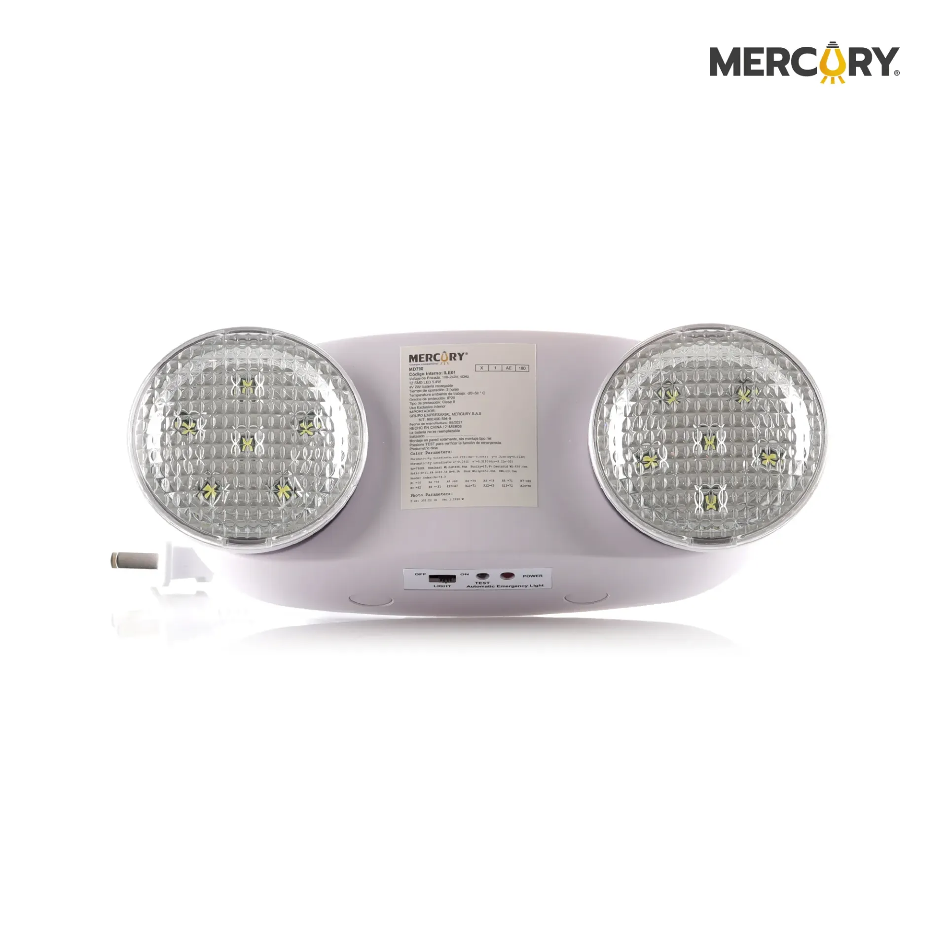 [ILE01] Lampara led de emergencia (5.4w) 2x2.7w bateria 4v 2000mah Mercury Promax - ile01