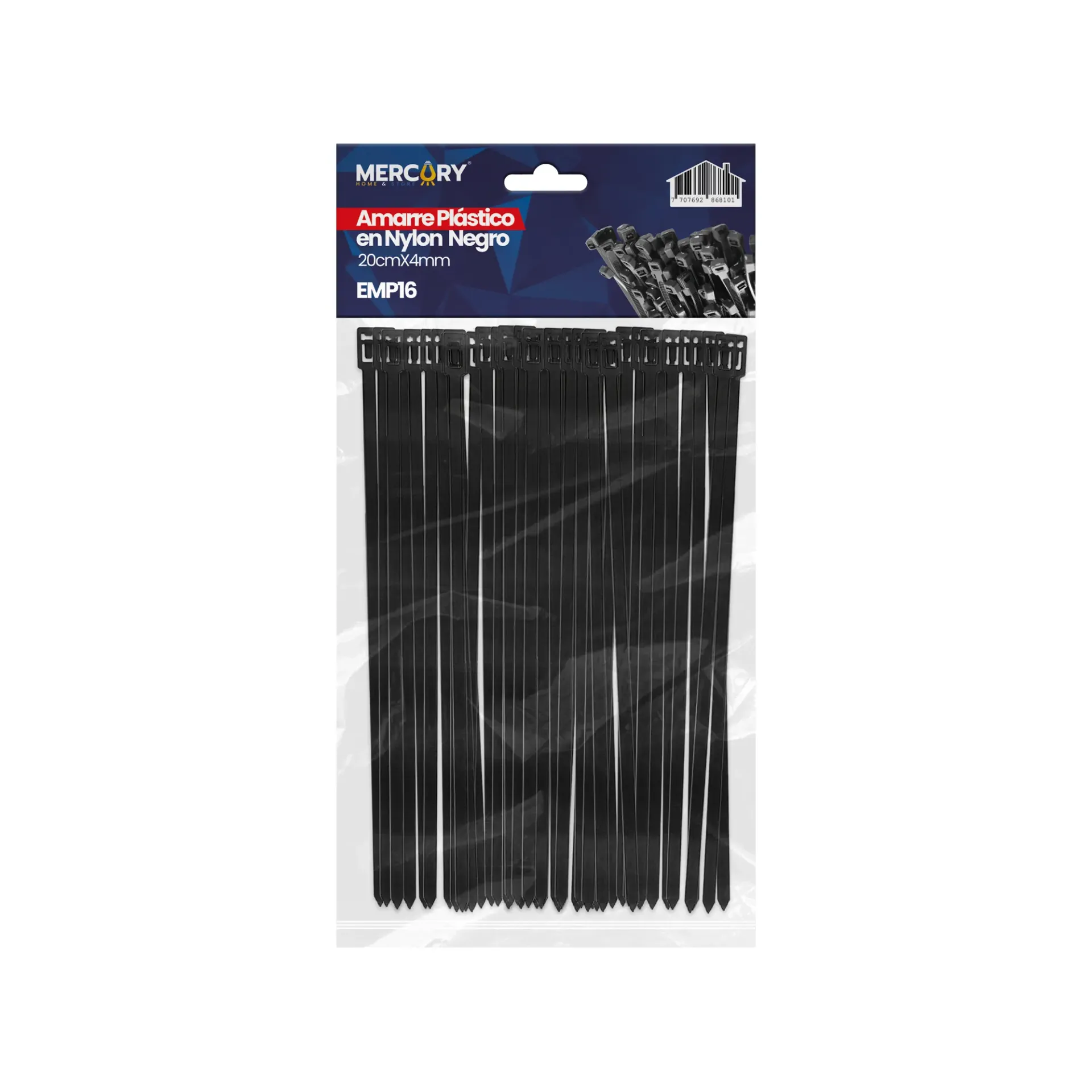 Correas de Amarre en Nylon 20 Cm X 4 Mm Negro Bolsa de 100 - Mercury Promax EMP16