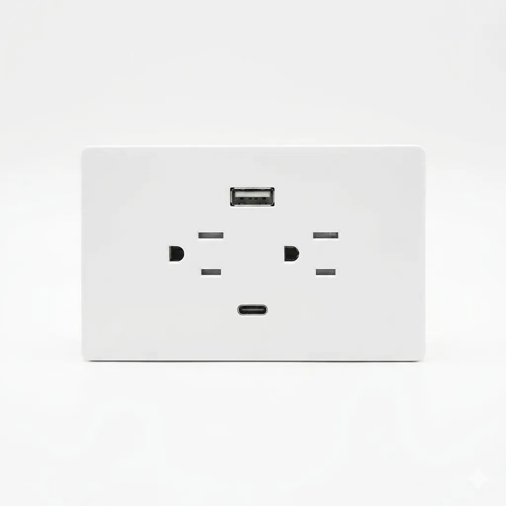 Toma Doble + 1 USB + 1 Usbc Blanco Miletto Linea Antares MT-B033A
