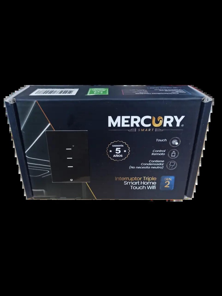 [TIC55] Interruptor triple smart home touch black wifi gen2 Mercury tic55