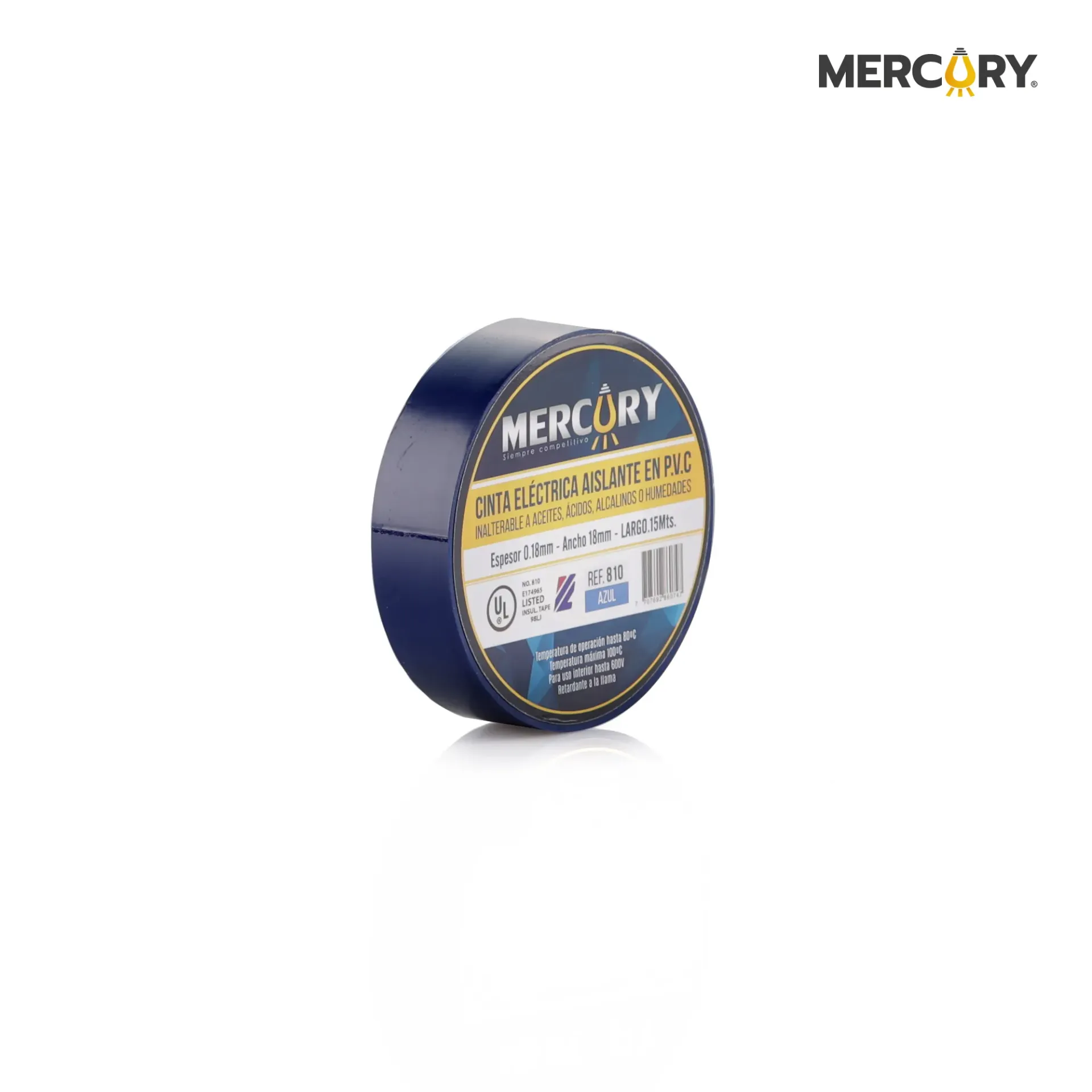 [ECA12] Cinta Aislante 15 M Azul Mercury Certificacion UL - Mercury ECA12