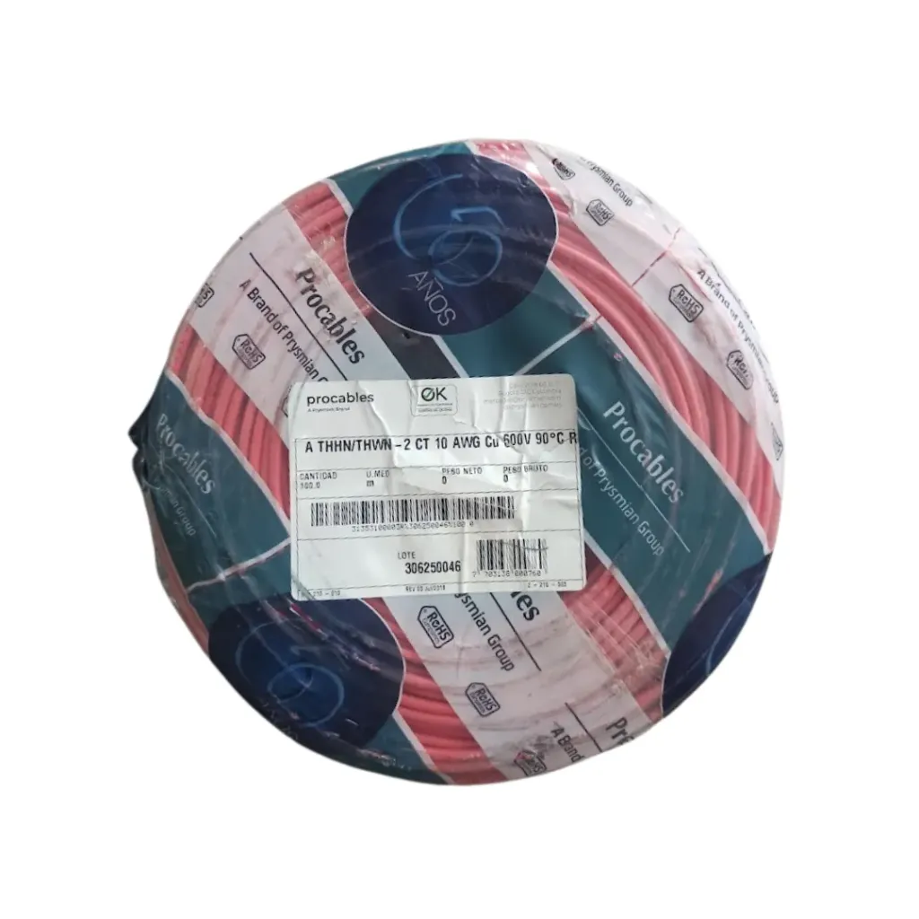 Alambre Cu 10 THHN THWN 90C Rojo - Prysmian DLE