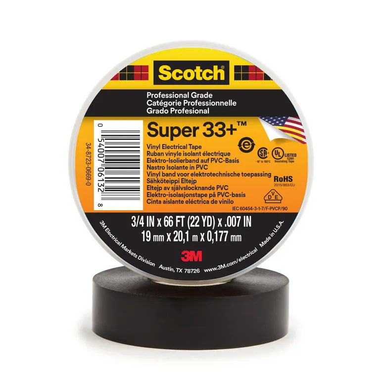 Cinta Aislante Super 33+ 19 Mm X 20MTS 3 M Negro DLE