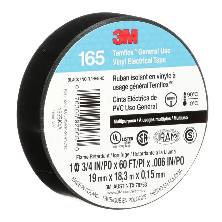 [UU009472471] Cinta Temflex 165 18 Mm X 18.3mt Negro 3 M DLE