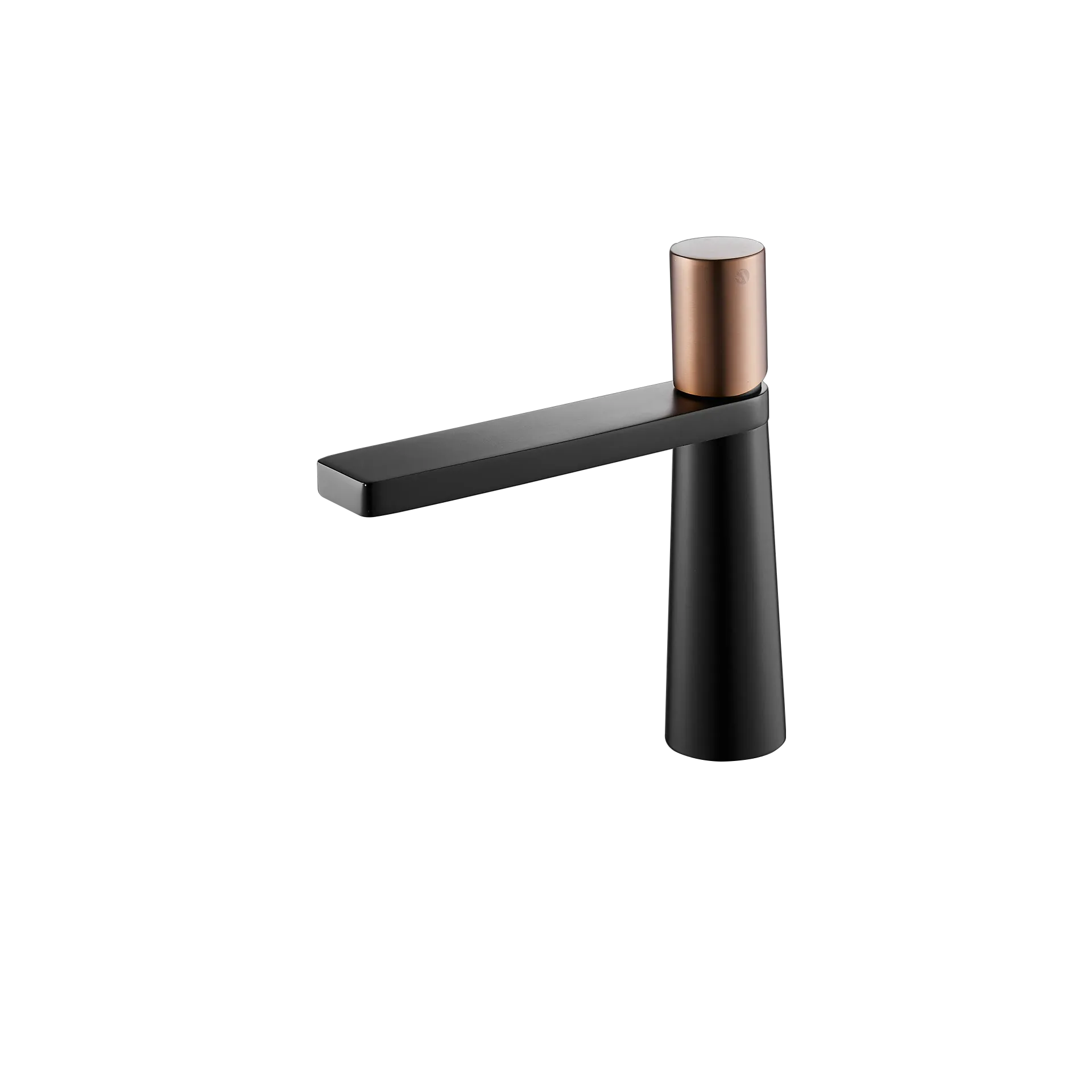 [SVR1129] Grifería Lavamanos Monocontrol Media Dritto Negro Mate + Oro Rosa Texturizado SOVRANO SVR1129