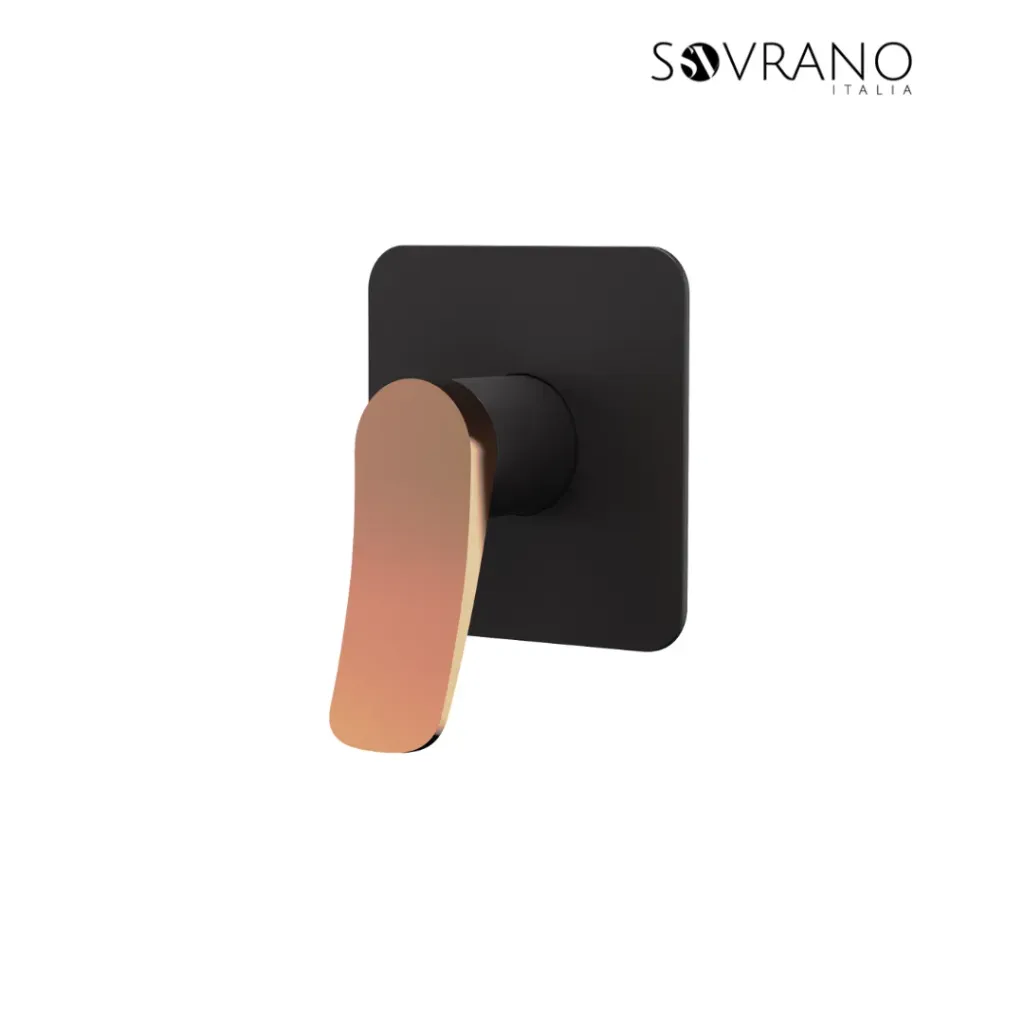 [SVR1076] Mezclador Monocontrol para Ducha Volare Negro Mate + Oro Rosa Texturizado - SOVRANO SVR1076