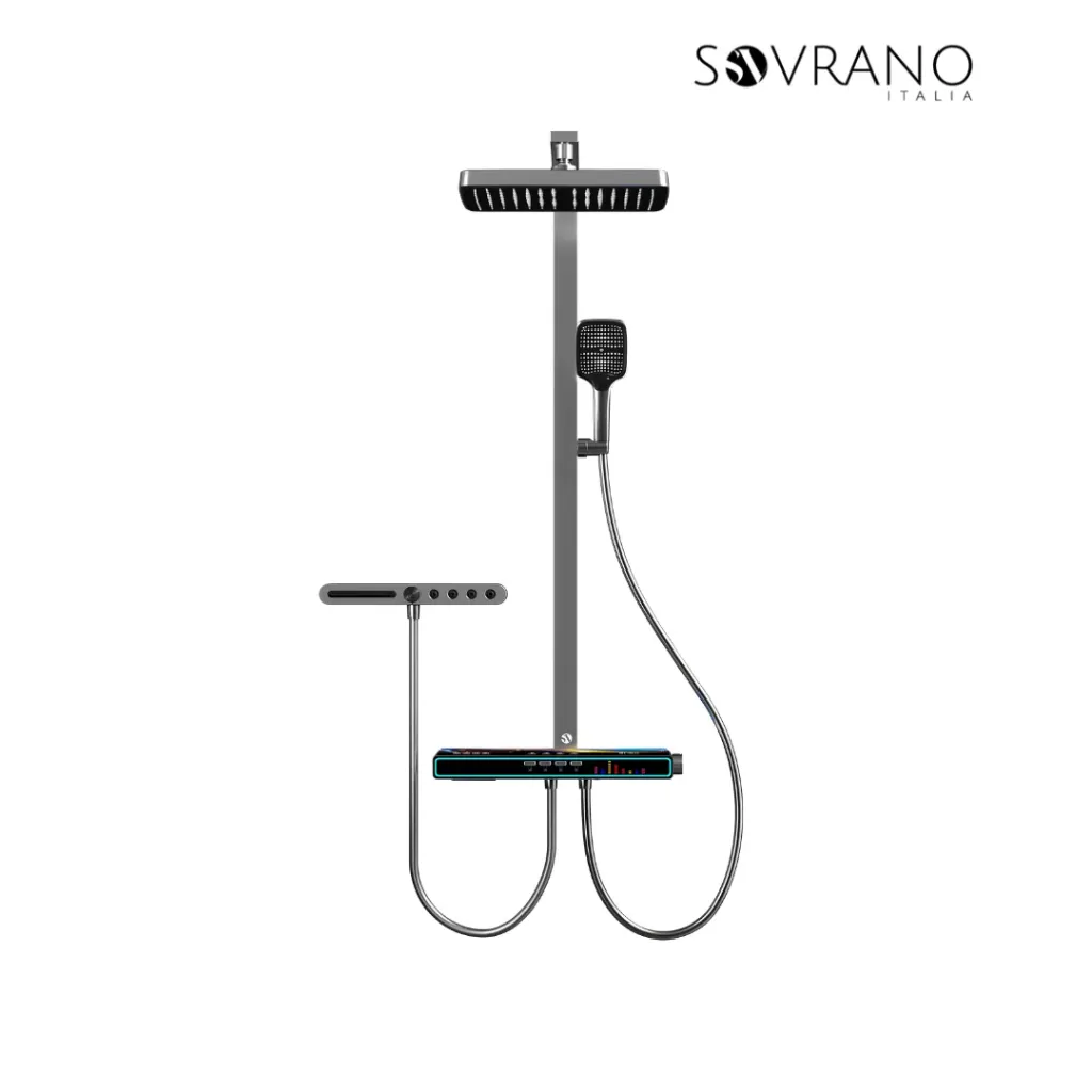 [SVR1145] Columna de Ducha Multifuncional Digital/Bluetooth Vinci Gris Concreto - SOVRANO SVR1145