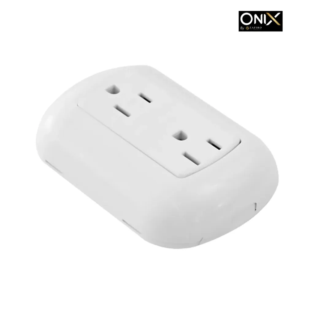 [ZFR749] Toma Doble Polo Tierra Sobreponer Onix Blanco/Lujo - ZFR749