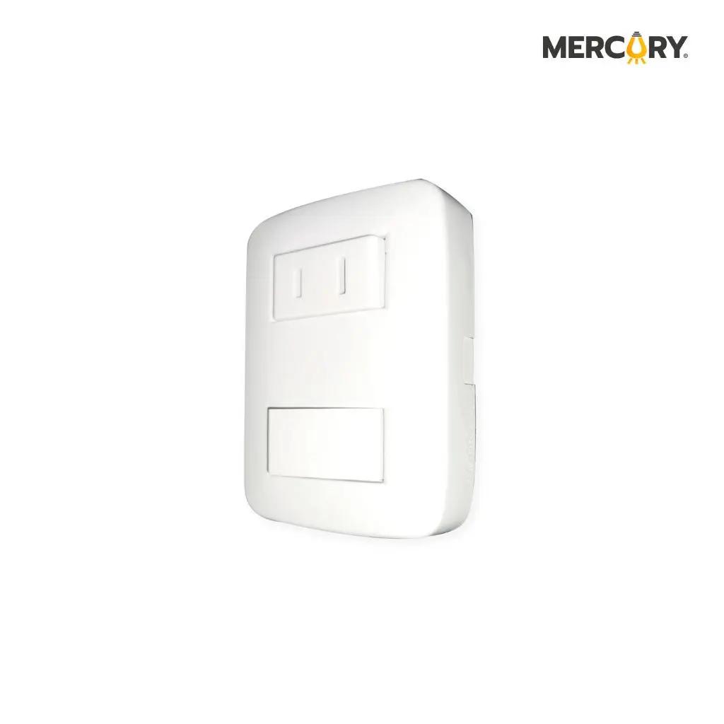 [ETI83] Interruptor + toma s-poner basic blanco Mercury Promax - eti83