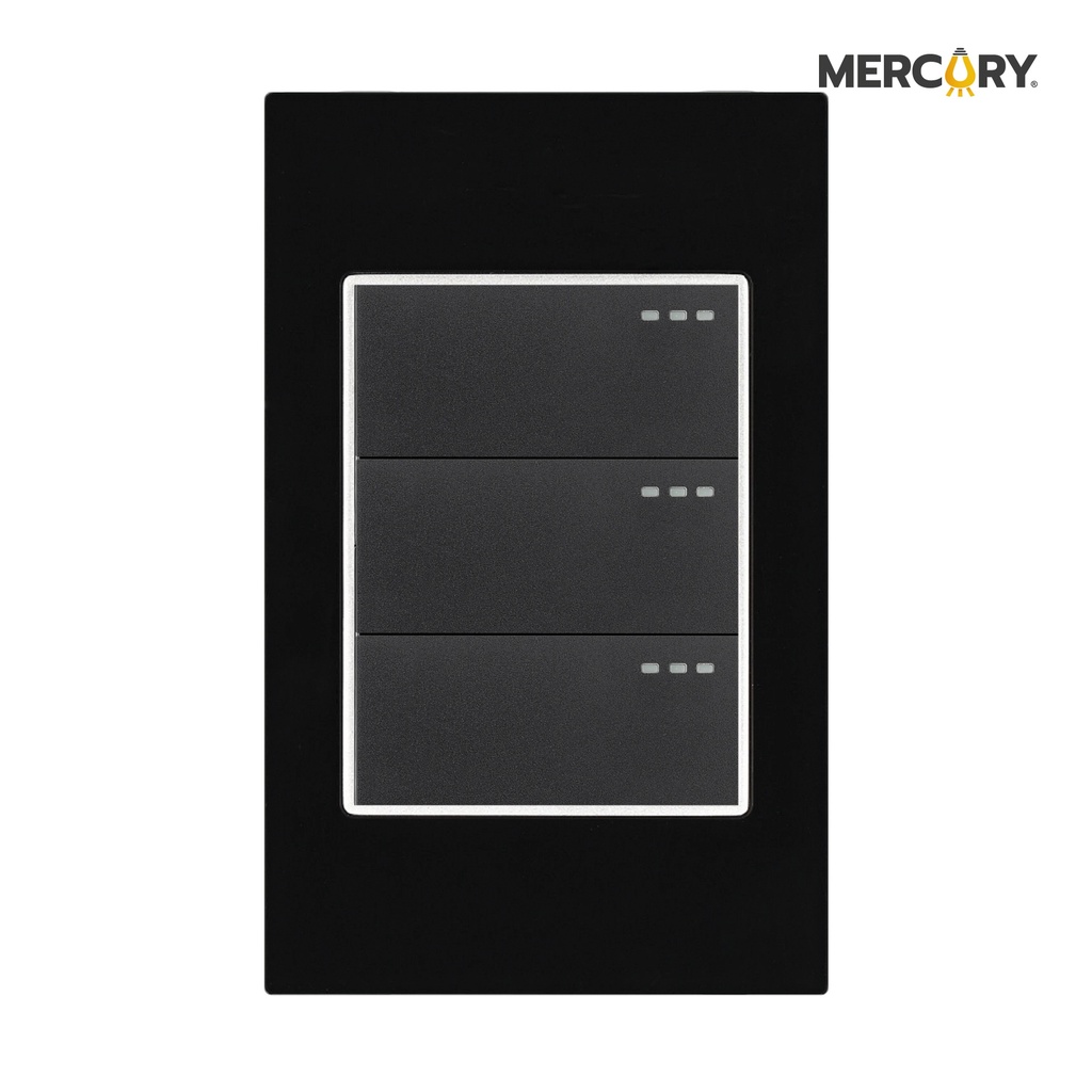 Interruptor Triple Conmutable Negro Mirror - Mercury Promax ETI54