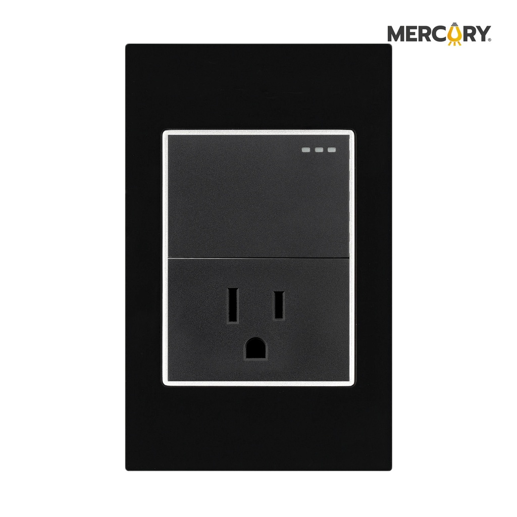 Toma + Interruptor Negro Mirror - Mercury Promax ETI56