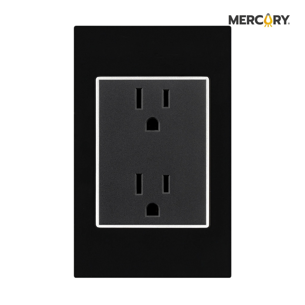 Toma Doble Polo Tierra Negro Mirror - Mercury Promax ETI55