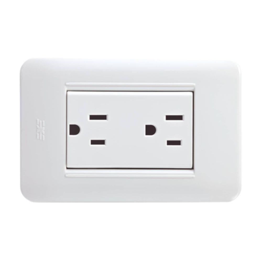 [ETI11] Toma doble polo tierra Mercury blanco 118z-06 Mercury Promax - eti11